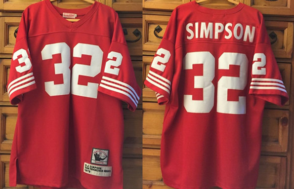 Men's San Francisco 49ers #32 O.J Simpson Red Throwback Stitched Jersey Men's San Francisco 49ers #32 O.J Simpson Red Throwback Stitched Jersey